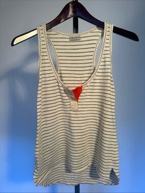 The Odells Women's Cream & Navy Striped Tank Top with Red Accent